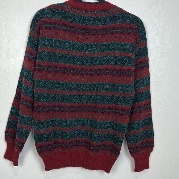 Sears Roebuck & Co 80s Vintage Wool Blend Geo Pattern Sweater Size M - Picture 4 of 8